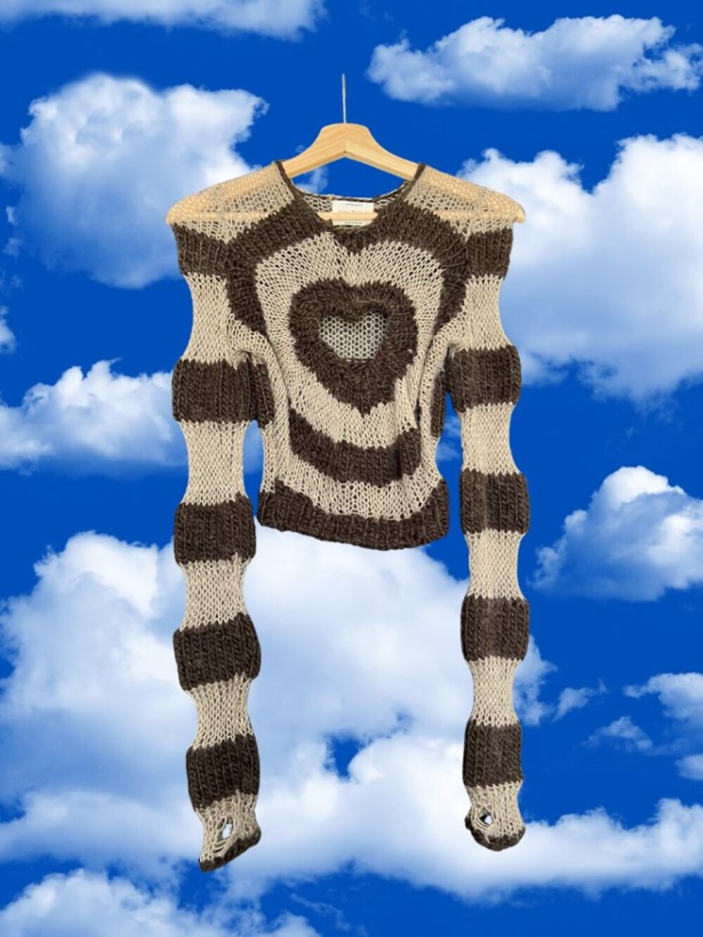 Lirika Matoshi Radiant Heart Hand Knit Brown Sweater Size XS NWOT MSRP $410